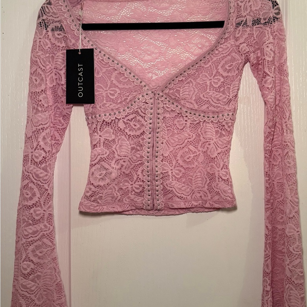 Chic Lavender Lace Flare Jumpsuit - Picture 3 of 4